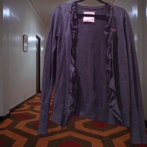 VINTAGE Hollister Co. 00s Women’s Grey Open Ruffled Cardigan — LARGE